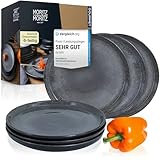 Moritz & Moritz VIDA 6er Dessertteller Set Anthrazit - Stylische Porzellan Frühstücksteller,...