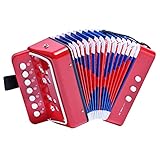 LIEKE Kinder Akkordeon 10 Tasten Knopf Accordion Ziehharmonika Musikinstrument Geschenk für Kinder...