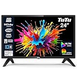 TuTu Fernseher 24 Zoll (60 cm) HD LED TV mit Triple Tuner (DVB-T/T2-C-S/S2), USB Media Player, HDMI,...