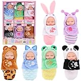 Miunana Minipuppen Mini Puppen Babypuppen, 6 Stück Baby Mini Puppen mit Schlafsack Realistische...
