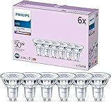 Philips LED Classic GU10 Lampen 6-er Pack (50 W), Reflektor LED Spots mit kaltweißem Licht,...