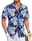 COOFANDY Hemd Herren Kurzarm Hawaii Hemden Sommer Urlaub Kurzarmhemd Leichtes Blumen Hawai Hemd...