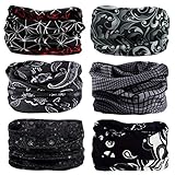 6 Stück Nahtlose Bandanas Multifunktionstuch Schal - Elastiche Multifunktion Stirnband Gaiter...