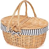 Happypicnic Picknickkorb aus Weidengeflecht mit Griff, 38,1 cm großer, leerer Picknickkorb mit...
