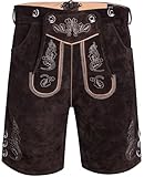 Trachten Herren Lederhose Kurz mit Träger Dunklebraun Gr.46-60 Trachtenlederhose-Trachtenlederhose...