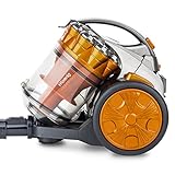 H.Koenig STC60 Beutelloser Multizyklon Bodenstaubsauger Kompakt+ Orange, Energieeffizienzklasse AAA,...