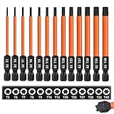 Saipor 13 Stück Torx Bit Set, 75mm Lang Torx Schraubendreher Bits Set (T5-T40), S2 Stahl 1/4'...