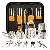 EVENTRONIC Lockpicking Set, 32 Stück Dietrich Set mit 4 Transparentem Trainingsschlössern und...