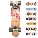 meteor Holz Skateboard Kinder - Mini Cruiser Kickboard - Skateboard mädchen Rollen Board - hohe...