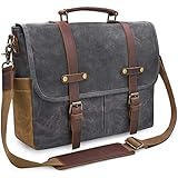 NEWHEY Herren Umhängetaschen Aktentasche Laptoptasche Wasserdichte Canvas Groß Arbeitstasche...