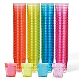 MATANA 150 Bunte Shotgläser Plastik, Schnapsgläser (3cl) - Neon Becher Schwarzlicht -...