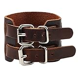 Generisch Armband Herren,Herren Leder Armreif Manschette Armband mit Schnallenverschluss Retro Goth...