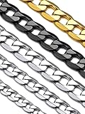 Suplight Kette Herren Edelstahl Panzerkette 9mm Cuban Link Chain 46cm lang Halskette Silber Kette...