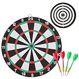 GmwyCzV Dartscheibe mit 4 x Pfeilen, Dartboard Zweiseitig Bespielbar, Klassisch Kork Dartboard,...