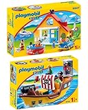 PLAYMOBIL 9527 Ferienhaus 1.2.3 + 9118 Piratenschiff 1.2.3