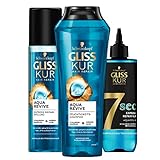SCHWARZKOPF GLISS KUR Shampoo Aqua Revive 250ml + Express-Repair-Spülung Aqua Revive, 200 ML + 7Sec...