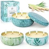 Citronella Kerze Outdoor Groß, 3x12OZ Zitronella Kerzen Draußen, Outdoor Kerzen Zitrone Garten mit...
