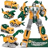 Dreamon Dinosaurier Transformers Spielzeug für Kinder, 5 in 1 Roboter Bausteine Kinder, Roboter...