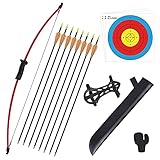Recurve Bögen Pfeil und Bogen Set für Kinder mit Köcher zum Bogenschießen inkl. 5 Pfeile 66cm...