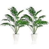 SAJANDAS 2er Set künstliche Areca Palme Pflanzen in Töpfen, 85 cm Kunstpflanzen Tropischen Palmen...