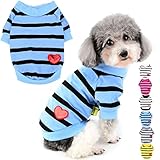 Zunea Hunde-Shirts für Kleine Hunde Sommer Basic T-Shirt Streifen Welpen Kleidung Pailletten Liebe...