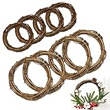 RECHCIGA 8 Stück Weinreben Kränze Naturkranz Garten 8/12 cm Weihnachetn Rattan Kranz Rebenkranz...