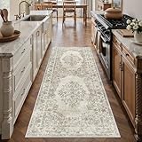 PureCozy Waschbarer Teppich 60x180 cm, Teppichläufer Flur Beige rutschfest für Wohnzimmer...