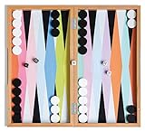 Remember Backgammon, Box aus Buche, Spielsteine und Würfel aus Kunststoff, Mehrfarbig