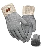 FORVEVO Handschuhe Damen Winter mit Fleecefutter,Touchscreen Warme Weich Strickhandschuhe,Thermo...