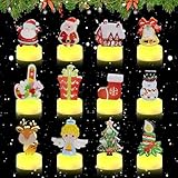 DAZZTIME Weihnachten Teelicht Kerzen,12 Stück Led Weihnachtskerzen,Weihnachtsbaum...