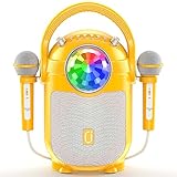 JYX Karaoke Machine für Kinder, Bluetooth Karaoke Anlage mit 2 Mikrofonen, Tragbares Bluetooth...