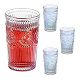 Relaxdays Trinkgläser 4er Set, Wassergläser, Vintage-Design, spülmaschinenfest, mit Holo-Effekt,...
