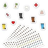 MEJOSER 504 Stück Mülltonnen Aufkleber Kalender 2025 2026 Selbstklebend Sticker für Wandkalender...