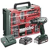 metabo Akku-Bohrschrauber BS 18 Set - 18 V, 74-tlg. Mobile Werkstatt - Schnellspannbohrfutter,...