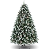 Himimi Künstlicher Weihnachtsbaum mit Schnee 180cm(Ø ca. 110 cm) 998 Tips,Geschmückter...