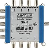 SCHWAIGER SEW58 531 Multischalter (bis zu 8 Teilnehmer, kein Netzanschluss nötig; DVB-T2 geeignet)...