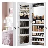 SONGMICS Schmuckschrank zur Wandmontage, Organizer mit LED-Lichtern, Aufbewahrungsschrank, mit...