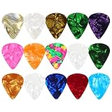Redamancy 15 Stück Plektren Plectrum, Celluloid Guitar Picks, 0.46/0.71/0.96mm 3 Verschiedene...