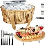 Hap Tim Picknickkorb-Set für 2 Personen mit Mini-Klapptisch für Wein, Picknick, große isolierte...