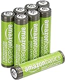 Amazon Basics AAA-Batterien mit hoher Kapazität, 850 mAh, wiederaufladbar, vorgeladen, 8 Stück
