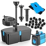 Teichpumpe mit Filter und Springbrunnen Set, 50W 2500L/H Teichpumpe und Filter-Kit, Teichfilter für...