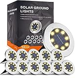 FLOWood Solar Bodenleuchte Solarleuchte für Garten 8 LEDS Solar Außenleuchte Wasserdicht Solar...