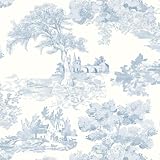 Yomshi Selbstklebende Tapete Boho Klebefolie Möbel 44 x 300 cm Blaue Baum Boot und Häuser...