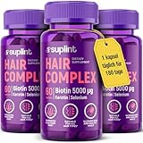 Haar Vitamine - Biotin Hochdosiert 5000 mcg, Keratin, Selen, Zink | Laborgeprüft | Vitamin A C D E...