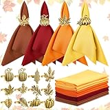 WILLBOND 32-teiliges Serviettenringe und Servietten-Set, 16 Servietten zum Erntedankfest, 16...