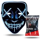 TK Gruppe Timo Klingler LED Grusel Maske blau - wie aus Purge für Halloween, Fasching & Karneval...