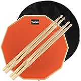 Tosnail 12 Zoll Drum Practice Pad, mit 2 Paar Drumsticks und Aufbewahrungstasche, 2-seitig leises...