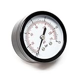 Wiltec Druckanzeige für Druckbehälter, 54 x 49 x 54 mm, Manometer axial DN8 (1/4') 12,9 mm, 0-12...