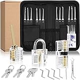 Lockpicking Set, 34 Stück Dietrich Set,3 Transparenten Übungsschlössern + Dietrich-Set +...