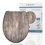 SCHÜTTE WC-Sitz OLD WOOD mit Absenkautomatik und Schnellverschluss aus Duroplast, Toilettendeckel...